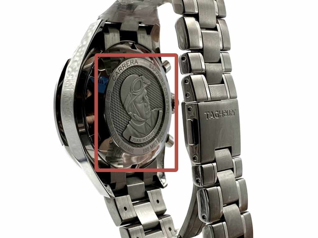 Relógios Tag Heuer autênticos tem diferentes gravações na parte posterior. Clique na imagem e confira mais modelos!
