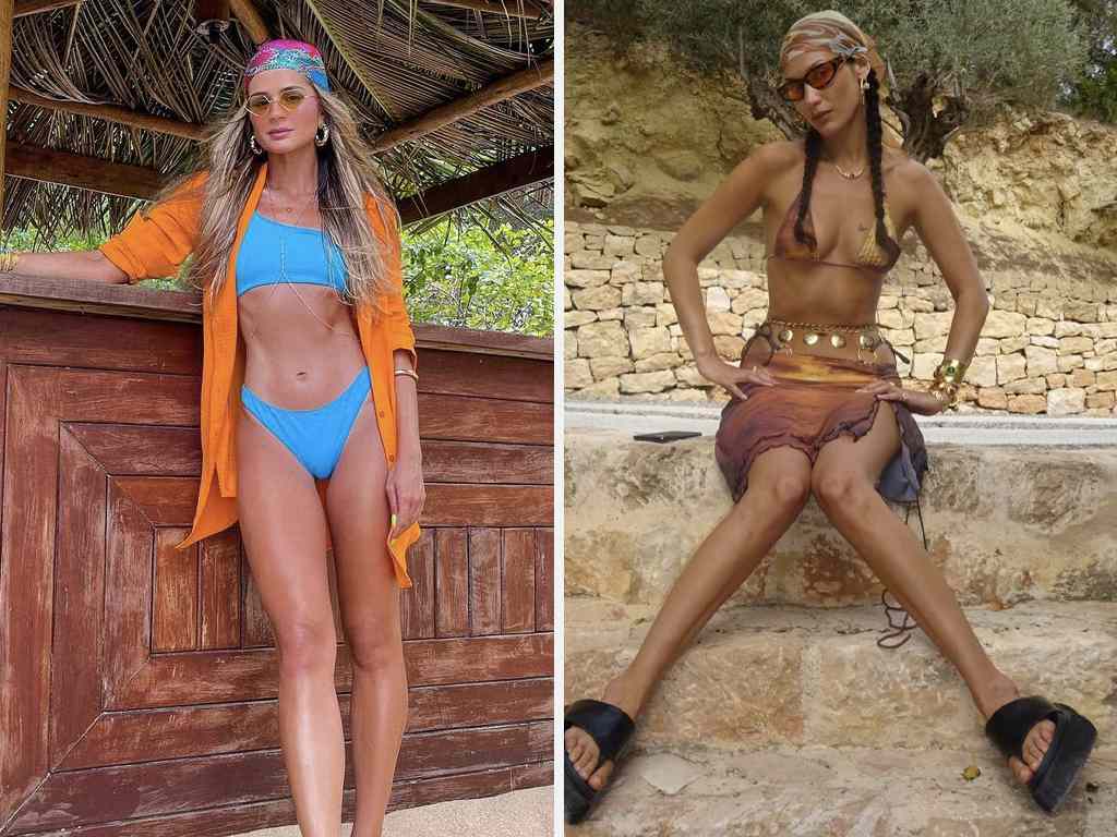 Foto 1: Reprodução/Instagram @thassianaves. Foto 2: Reprodução/Instagram @bellahadid. Clique na imagem e confira peças similares!