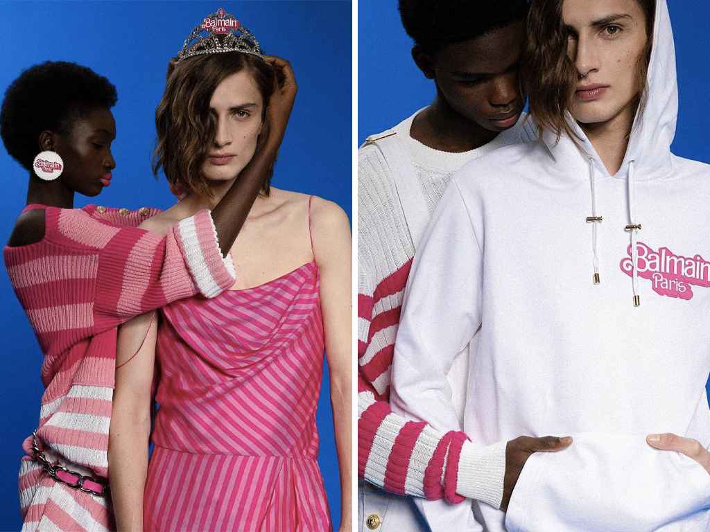 Peças da colaboração entre Balmain e Barbie. Clique na imagem e confira mais criações da maison francesa! (Foto: Reprodução/Instagram @balmain.)