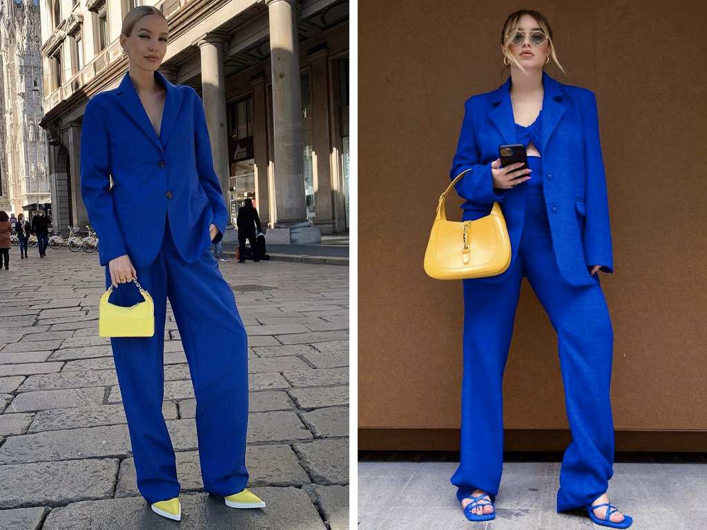 Looks com azul cobalto. Clique na imagem e confira peças neste tom!(Foto 1: Reprodução/Instagram @leoniehanne; Foto 2: Reprodução/Instagram @mariabbraz)