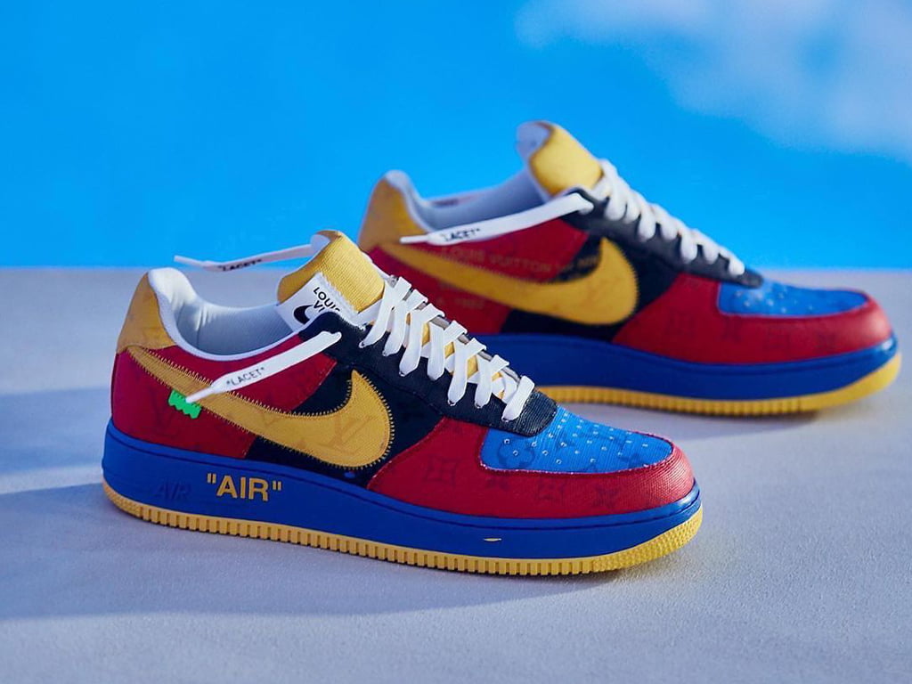 Detalhe de tênis presente na exposição Nike x Louis Vuitton. (Foto: Reprodução/Instagram @louisvuitton)