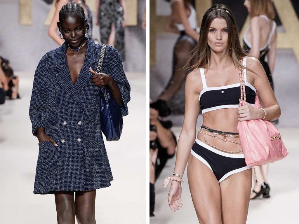 Chanel 22 no desfile de Primavera/Verão 2022. Clique na imagem e confira mais criações da marca! (Fotos: Reprodução/Instagram @voguetaiwan)