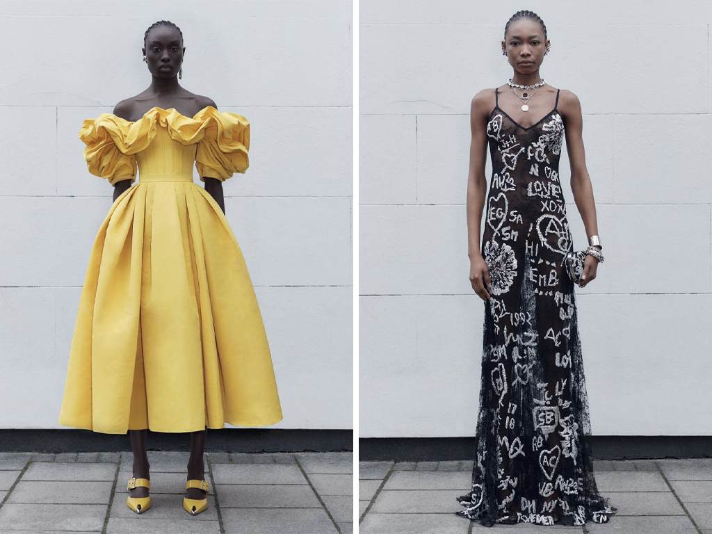 Looks da coleção Pre-Fall 2022 de Alexander McQueen. Clique na imagem e confira criações da marca! (Fotos: Reprodução/Instagram @alexandermcqueen)