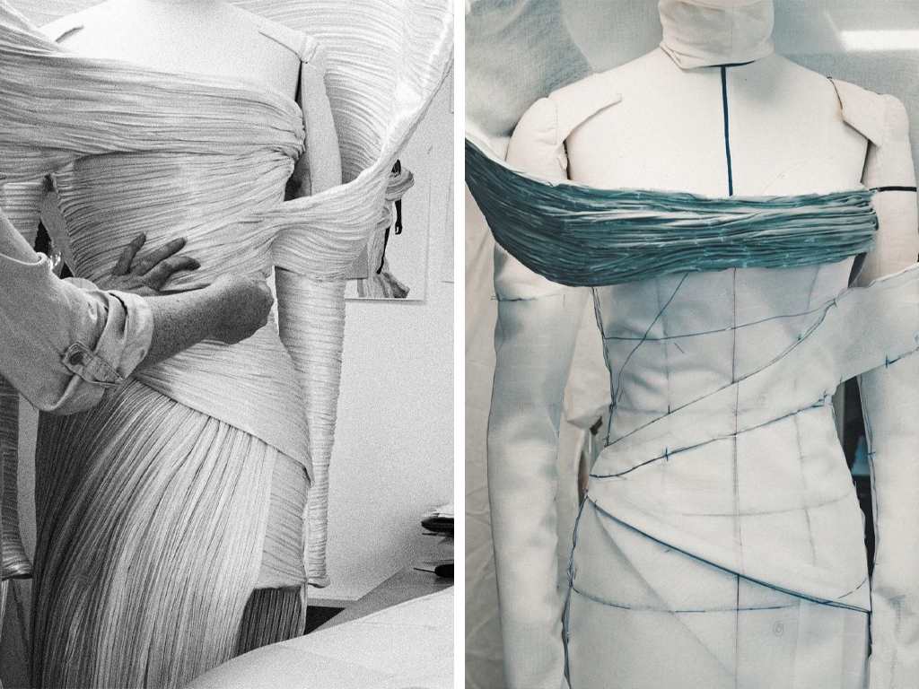 Vestido Balmain confeccionado com garrafas recicladas Evian. Clique na imagem e confira criações da maison de moda francesa. (Fotos: Reprodução/Instagram @evianwater)
