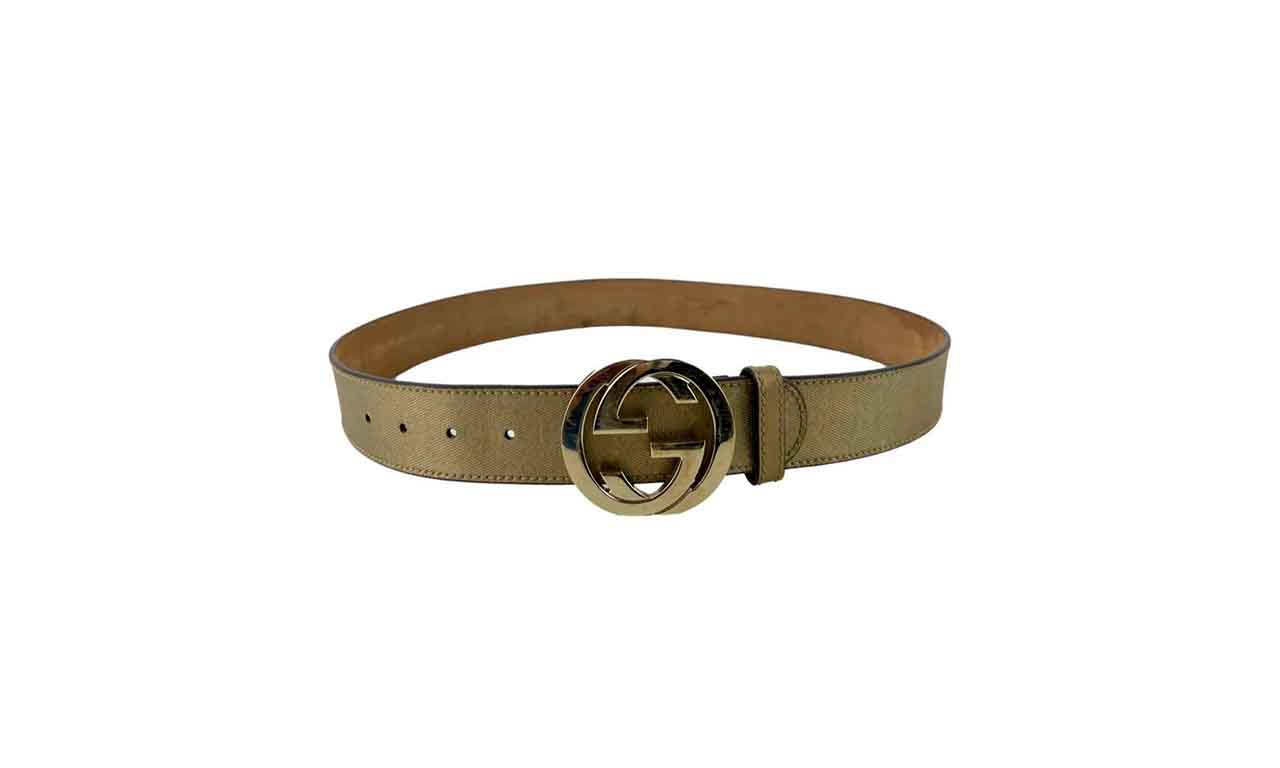Foto do Cinto Gucci Monogram Canvas Dourado.
