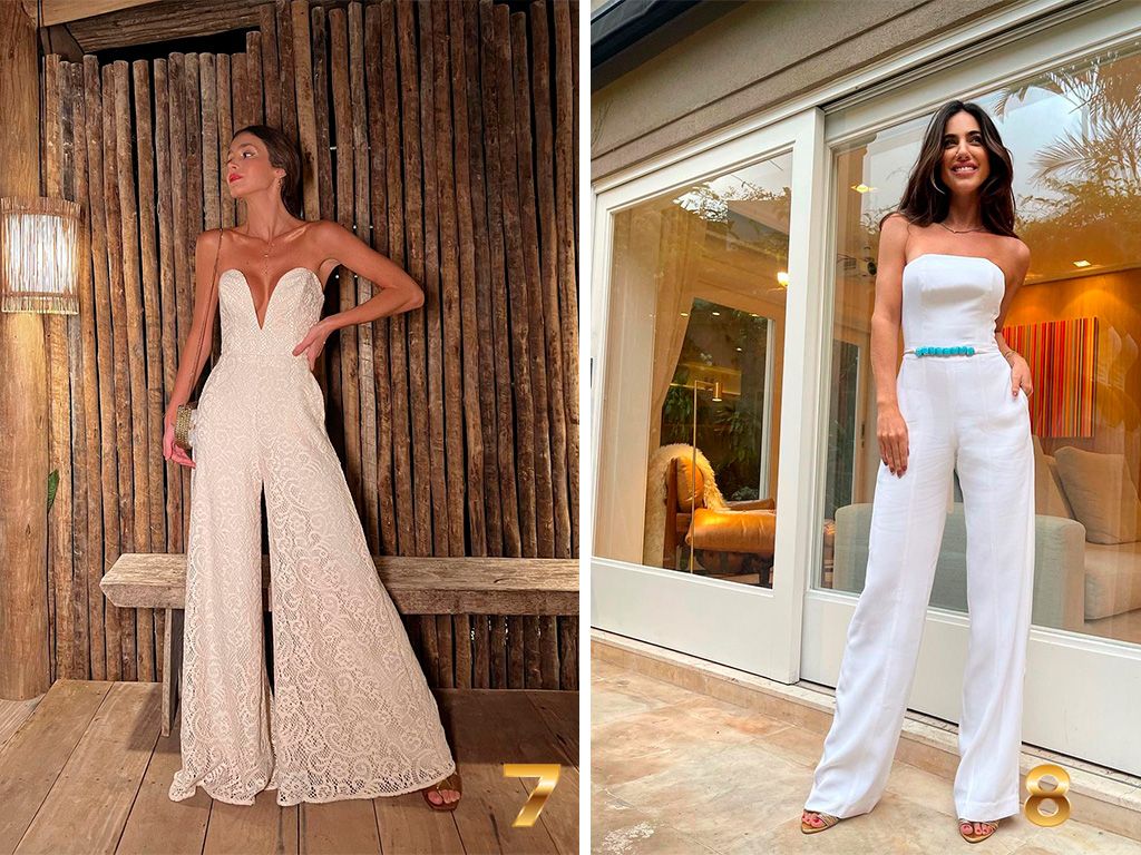 Montagem com 2 fotos das blogueiras Aline Marquez e Luiza Sobral usando macacões inspirações para o reveillón.