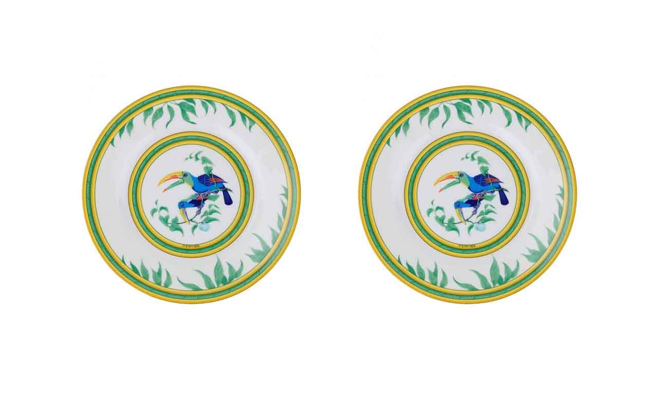 Pratos Hermès Porcelana Toucans