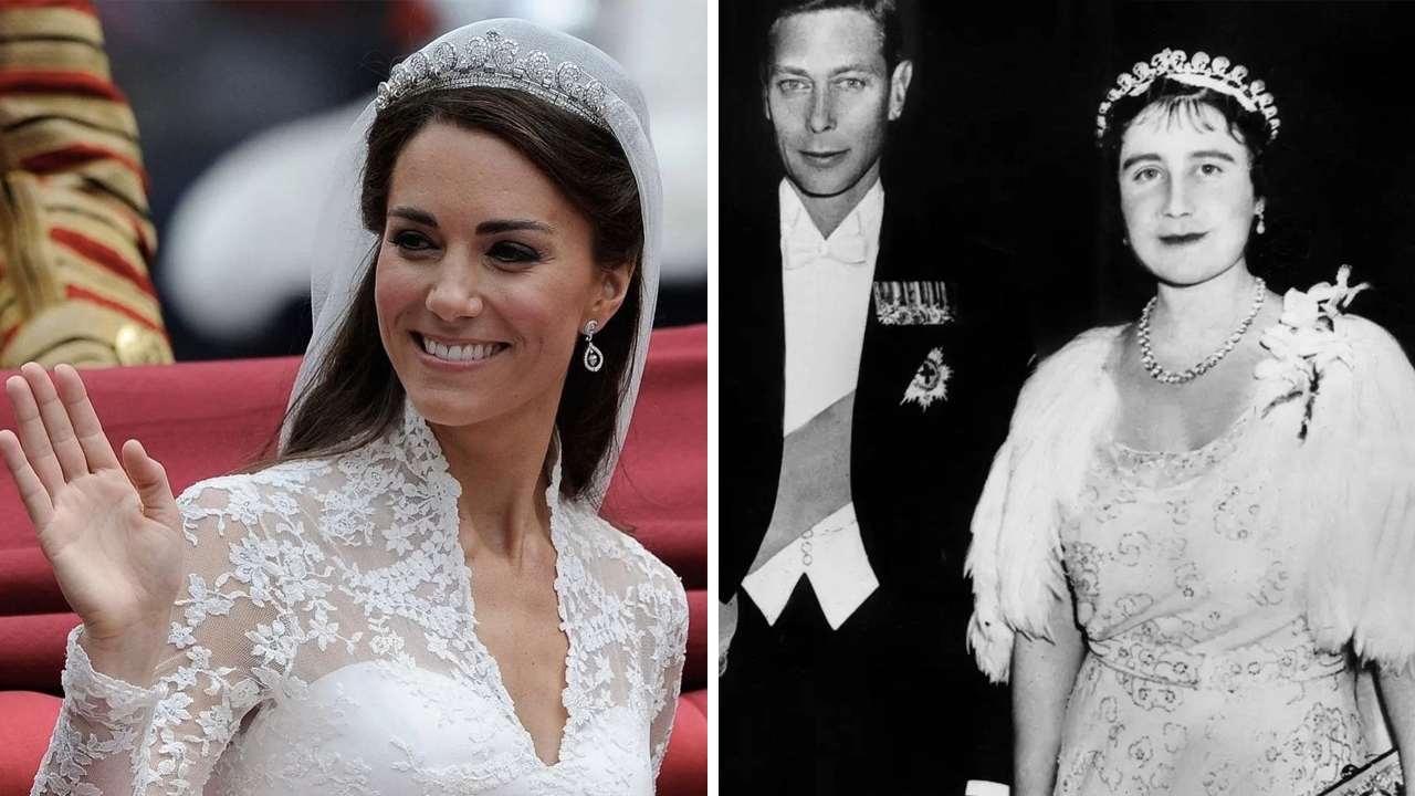 A Princesa de Gales e Rainha Elizabeth usando a "Cartier Halo Tiara". Clique na imagem e confira criações da marca! (Foto: Reprodução/Instagram @royal.monarchies)