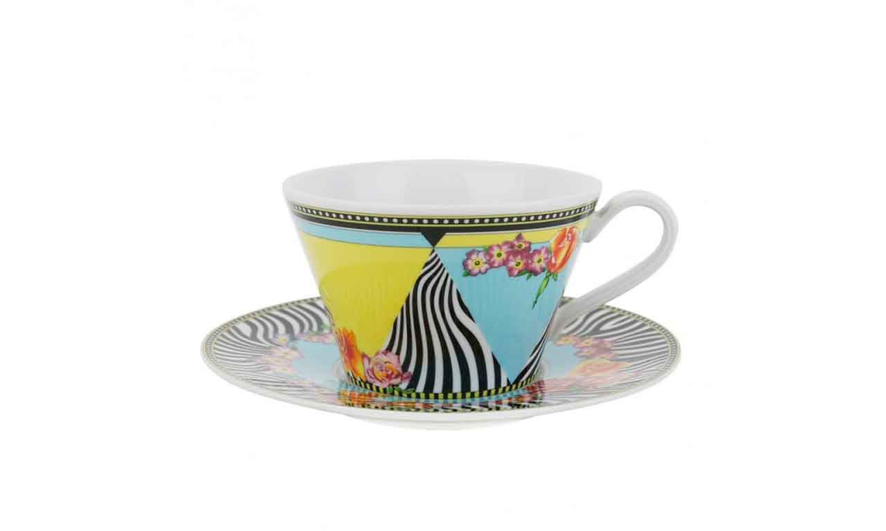 Jogo de Xícaras e Pires Versace Rosenthal Hot Flowers