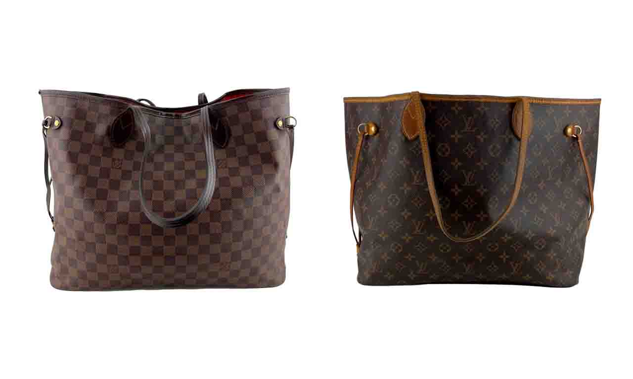 Montagem com duas bolsas modelo Neverfull de Louis Vuitton.