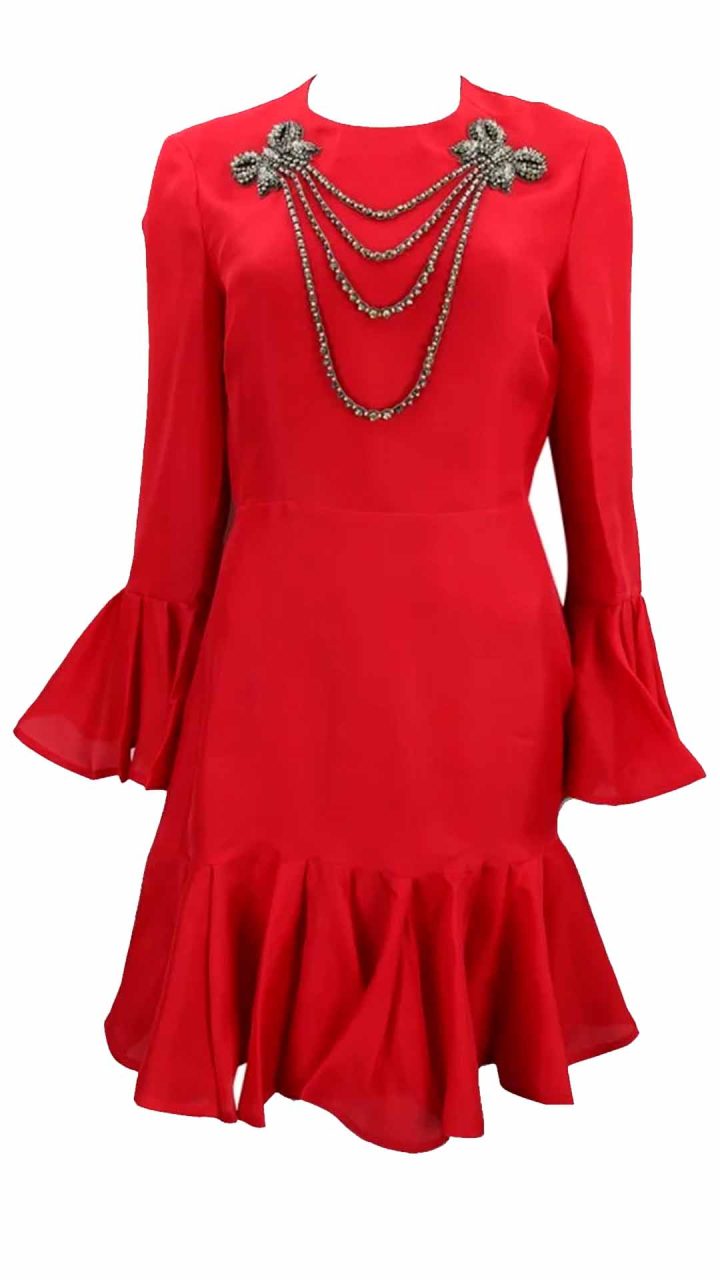 Vestido Gucci Seda Bordado