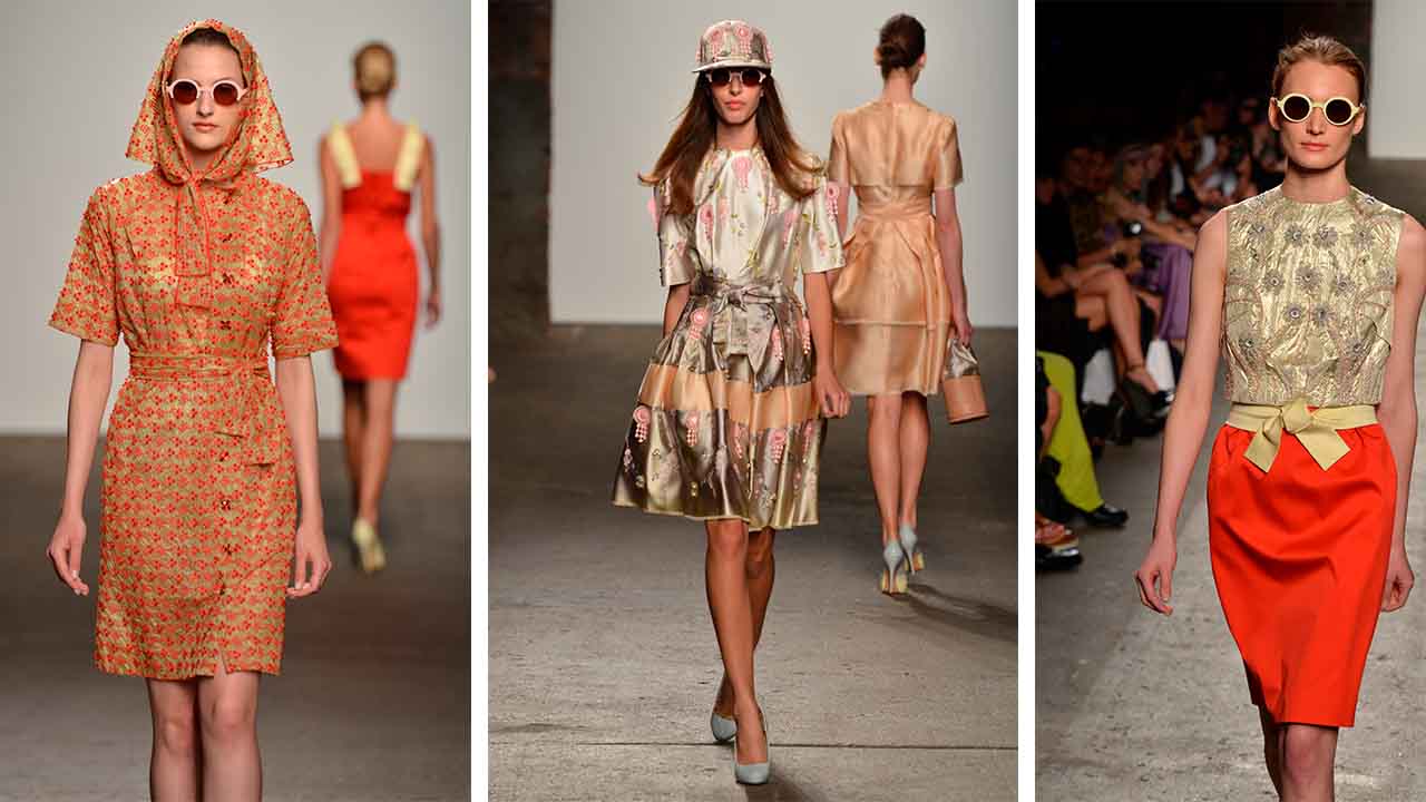 Montagem com três fotos de três looks de desfiles do estilista Alexandre Herchcovitch.