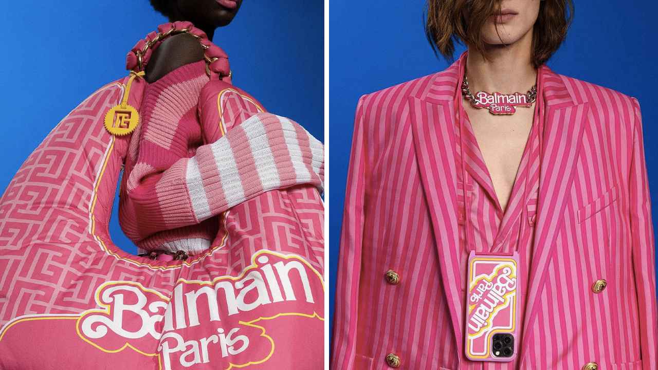 Fotos da parceria Balmain x Barbie. (Fotos: Reprodução/Instagram @balmain)