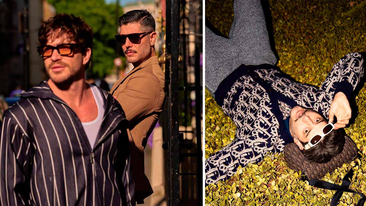 Montagem com duas fotos de homens usando óculos de sol.