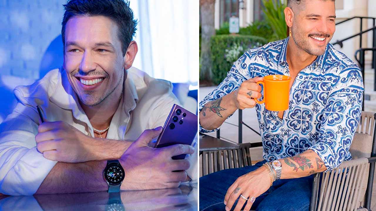 Montagem com duas fotos de homens usando relógios. Uma ótima opção para presentear nesse natal.