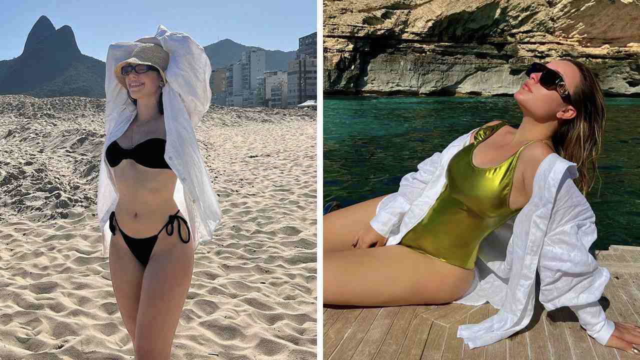 Foto 1: Reprodução/Instagram @camilacoutinho; Foto 2: Reprodução/Instagram @mariabbraz. Clique na imagem e confira peças similares!