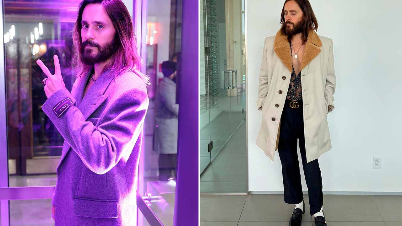 Montagem com duas fotos do ator e cantor Jared Leto que já foi um dos embaixadores do perfume Gucci Guilty.