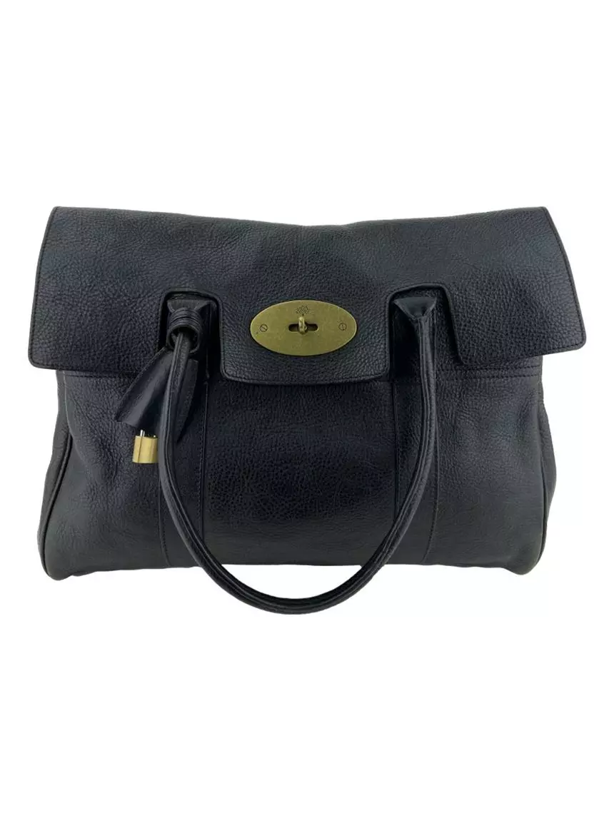 Bolsa com Alça Mulberry Bayswater Grain Nappa Preta