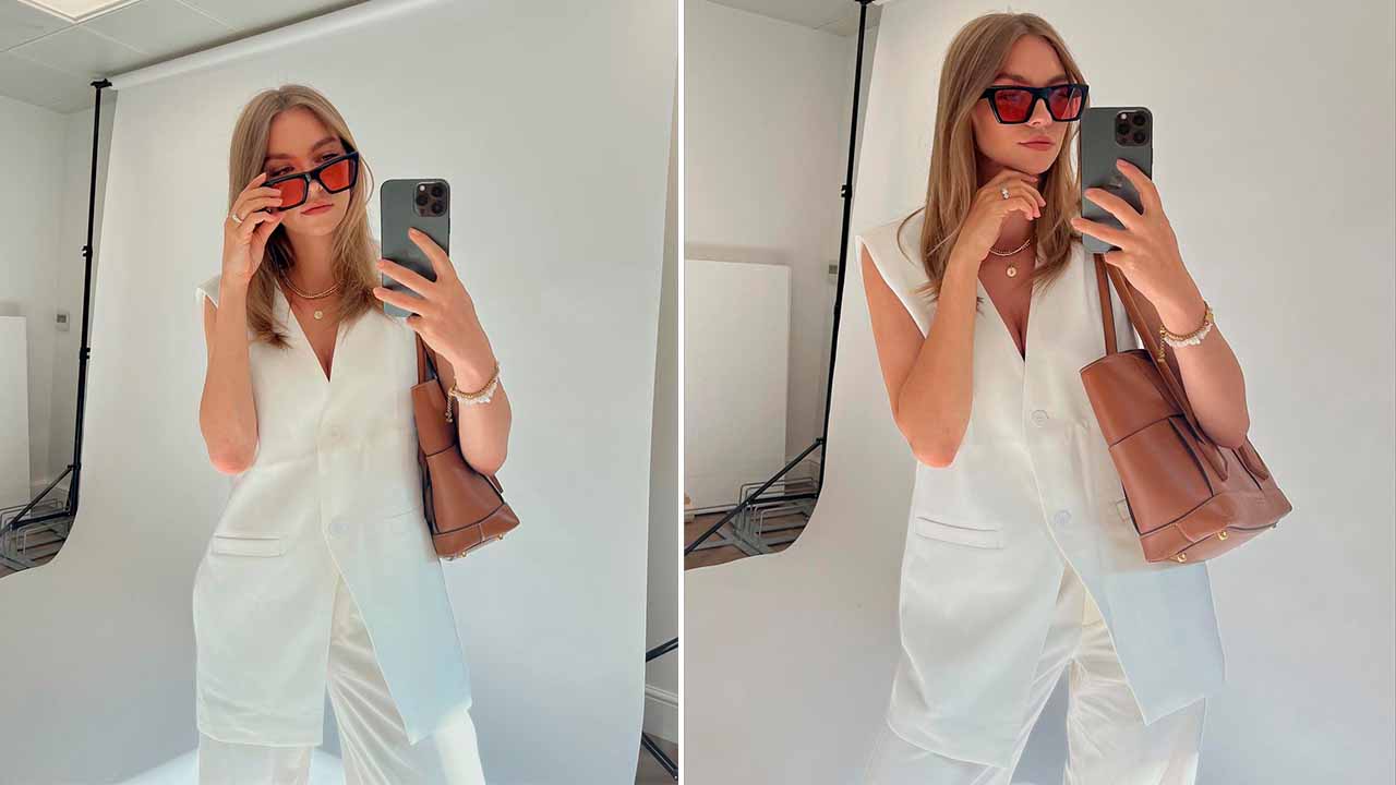 Montagem com duas fotos da Bottega Veneta Arco Tote.