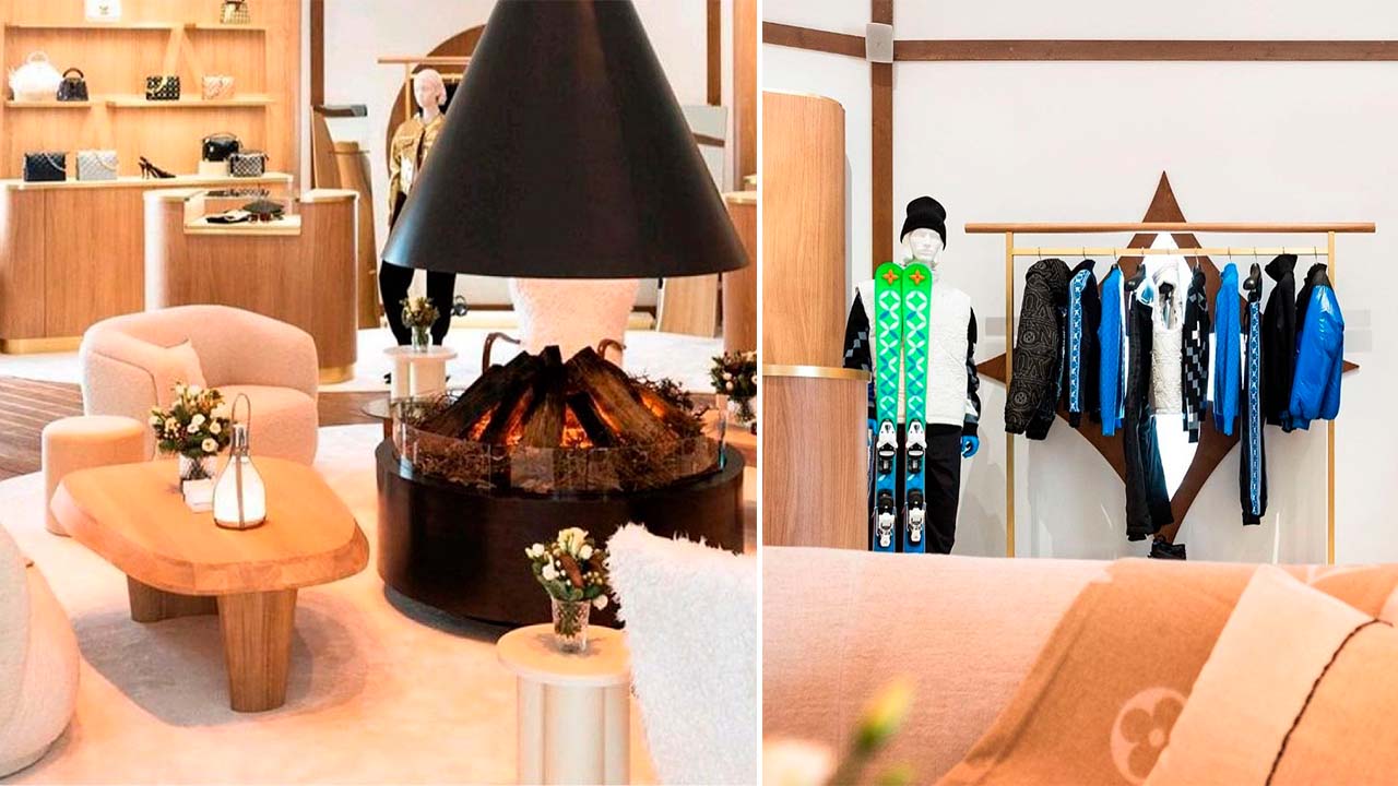 Interior da pop up store da Louis Vuitton em St. Moritz na suíça.