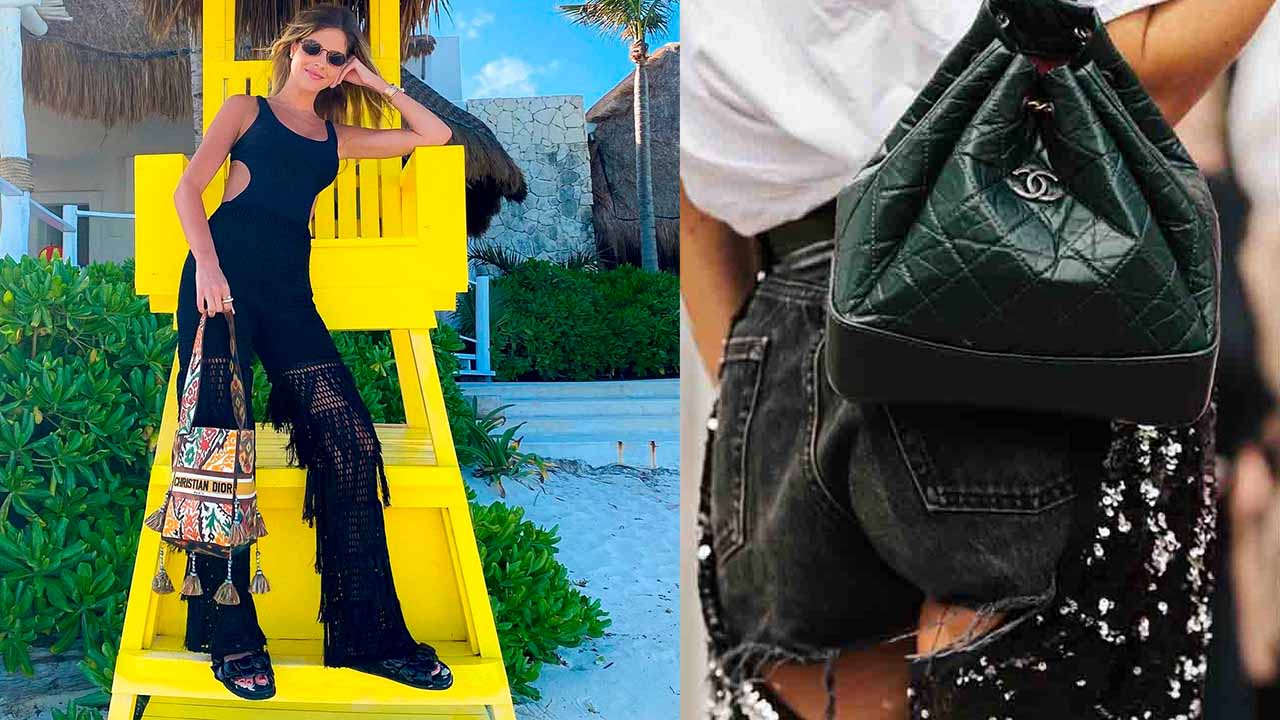 Montagem com duas fotos de bucket bags que são uma das tendências da moda de 2023 ótimas opção de bolsa para o carnaval.