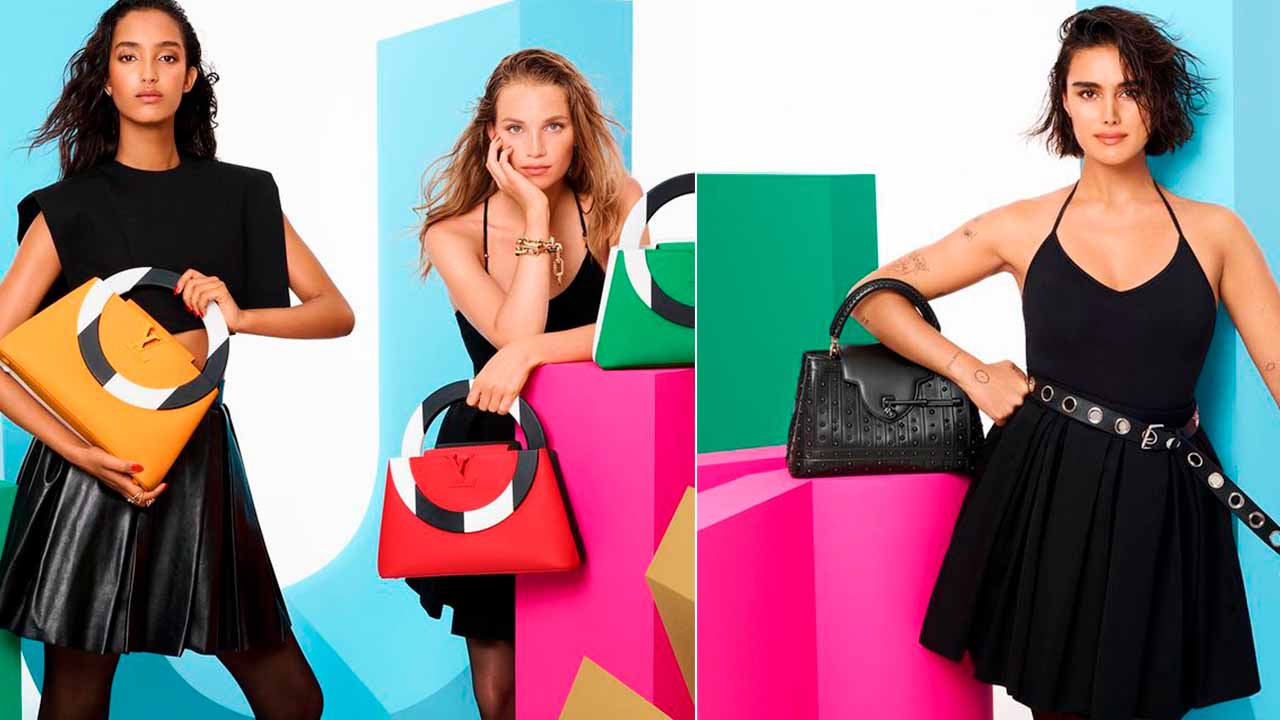 Imagem com bolsas Capucines da Louis Vuitton personanalizadas.