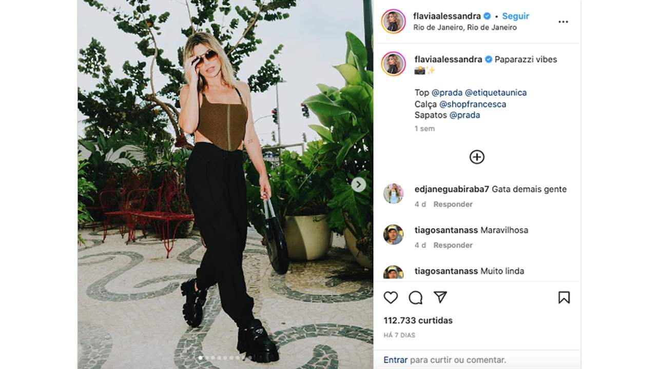 flávia alessandra usa blusa prada etiqueta única