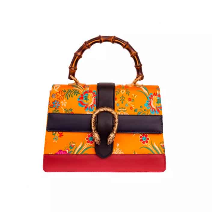 Bolsa com Alça Gucci Dionysus Bamboo Tokyo Estampada.