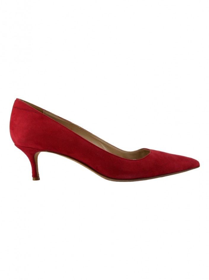 Sapato Manolo Blahnik Camurça Vermelho com salto baixo