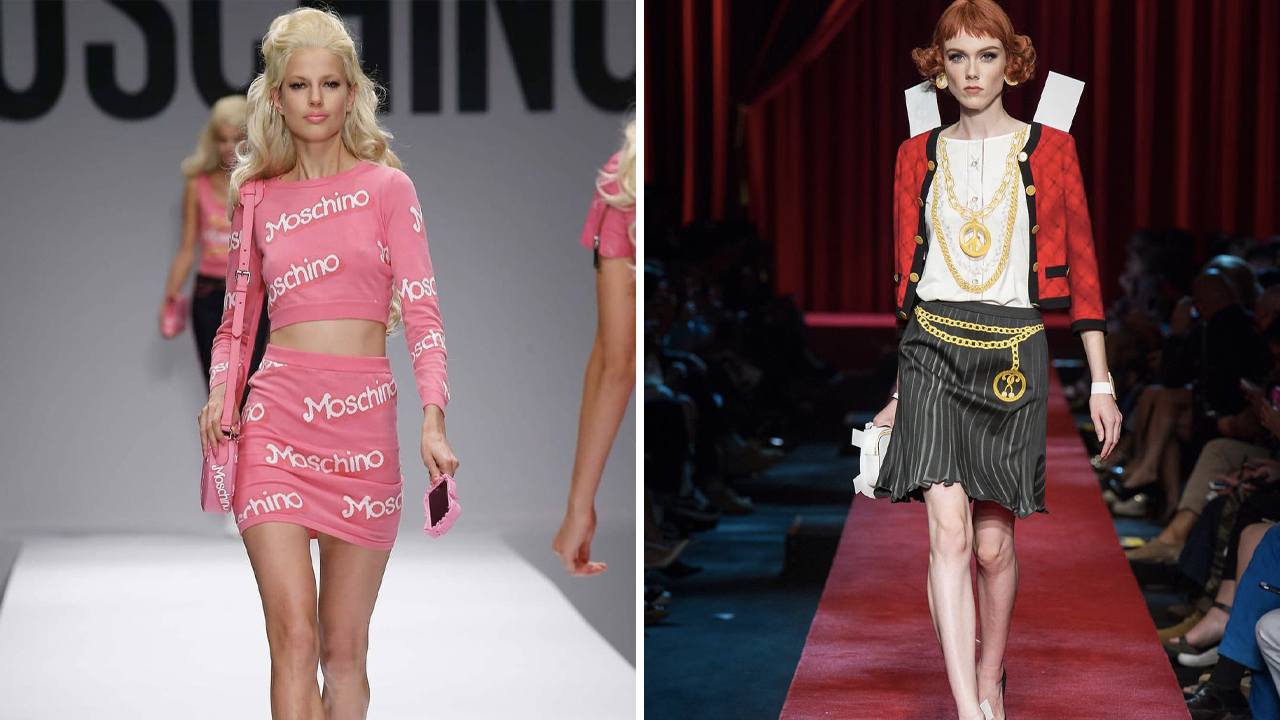 Coleções de Primavera/Verão 2015 e 2017 da Moschino. Clique na imagem e confira mais criações! (Foto 1: Reprodução/Instagram @whatanartdump; Foto 2: Reprodução/Instagram @bluebellmalaysia)