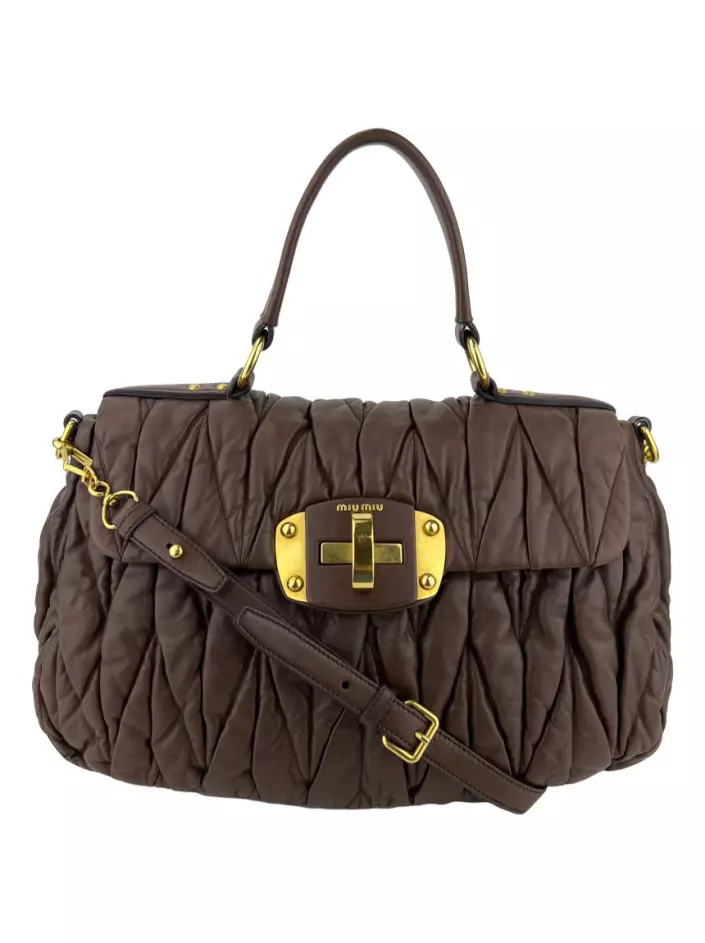 Bolsa com Alça Miu Miu Matelasse Flap Marrom