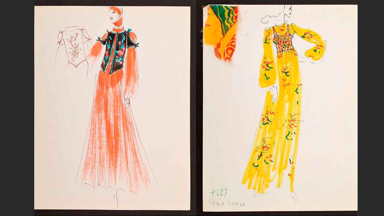 Imagem de croquis de moda de Karl Largerfeld.