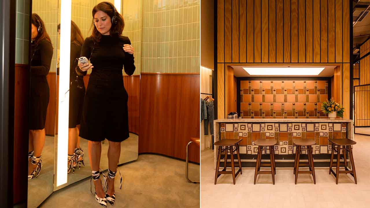 Montagem com duas fotos da Nk Store em Refice.
