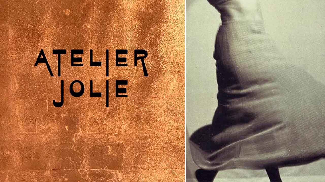 Montagem com duas fotos do projeto de moda sustentável de Angelina Jolie.