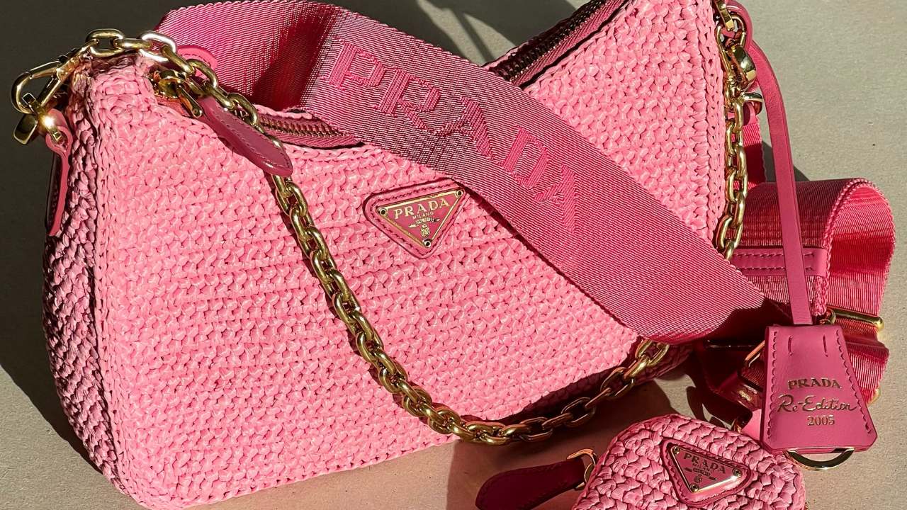 Bolsa Prada Ráfia rosa