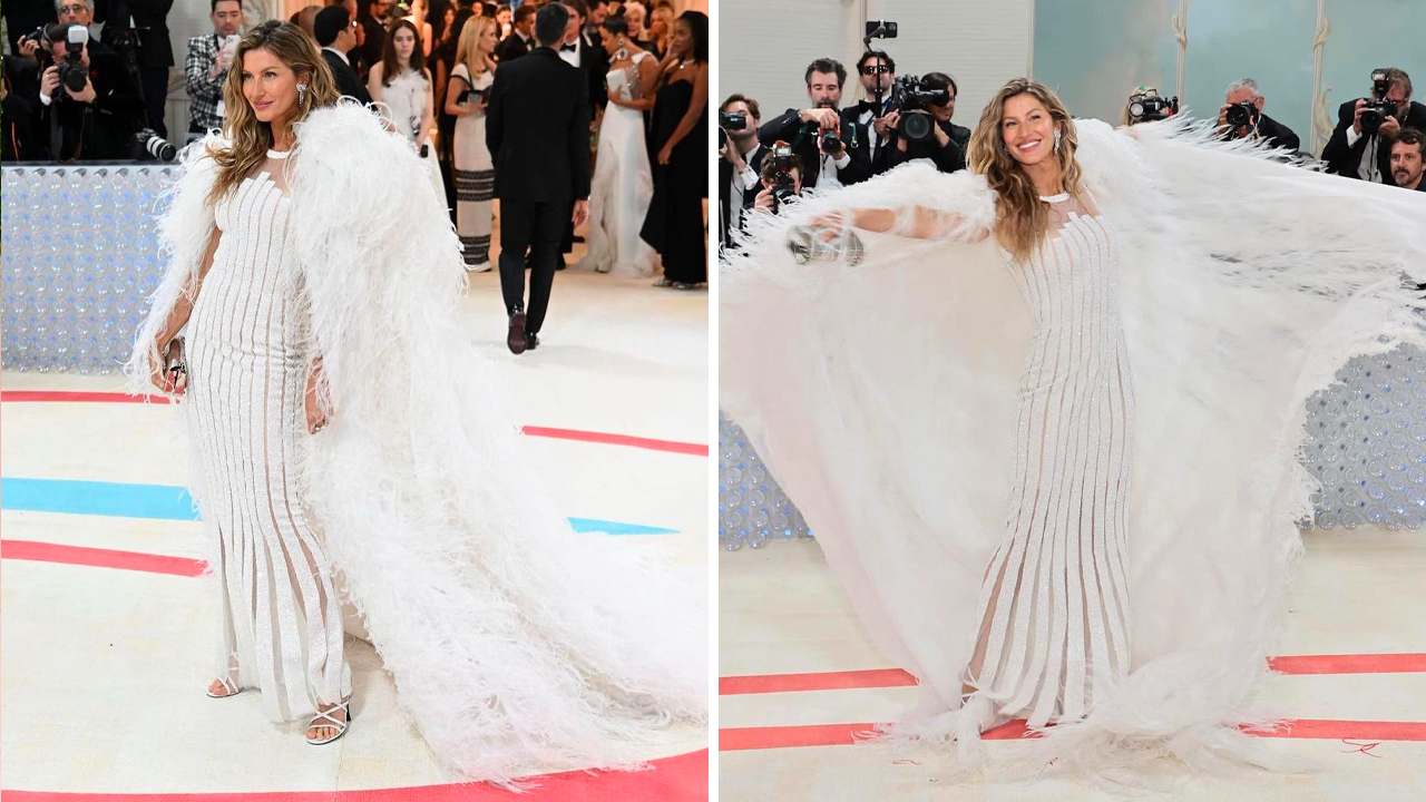 Gisele Bündchen vestido Chanel no Met Gala. (Fotos: Reprodução/Instagram @trendylife.diary)
