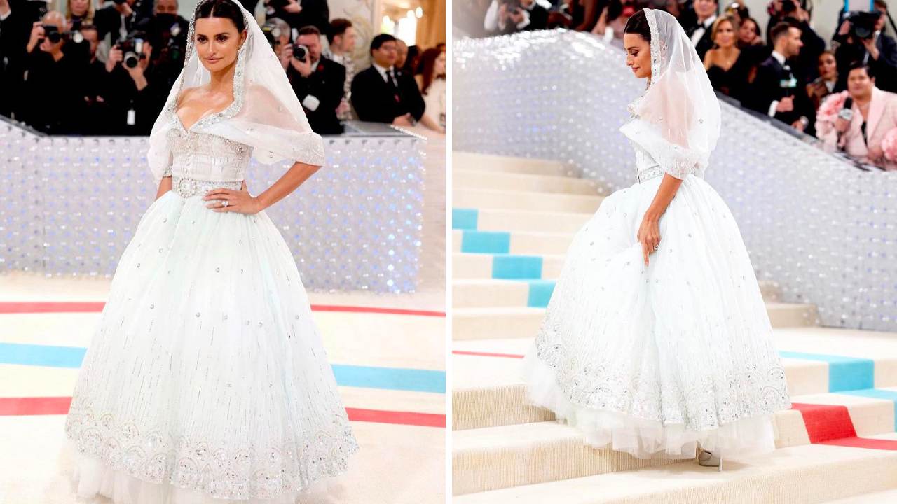 Penélope Cruz vestido Chanel no Met Gala. (Fotos: Reprodução/Instagram @thefashion12)
