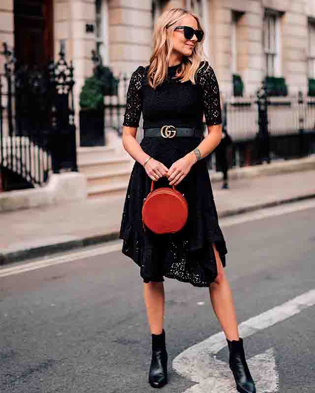 Vestido com cinto gucci, o acessório de luxo definitivo.