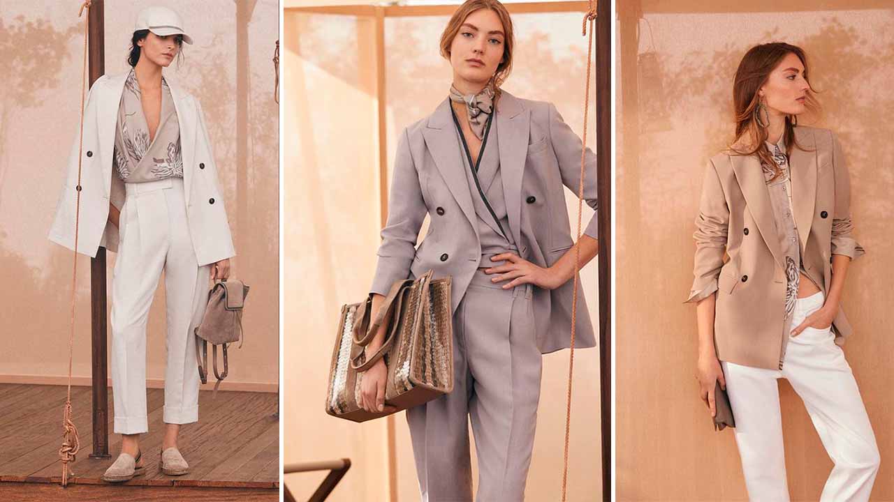 Foto de três looks quiet luxury brunello cucinelli
