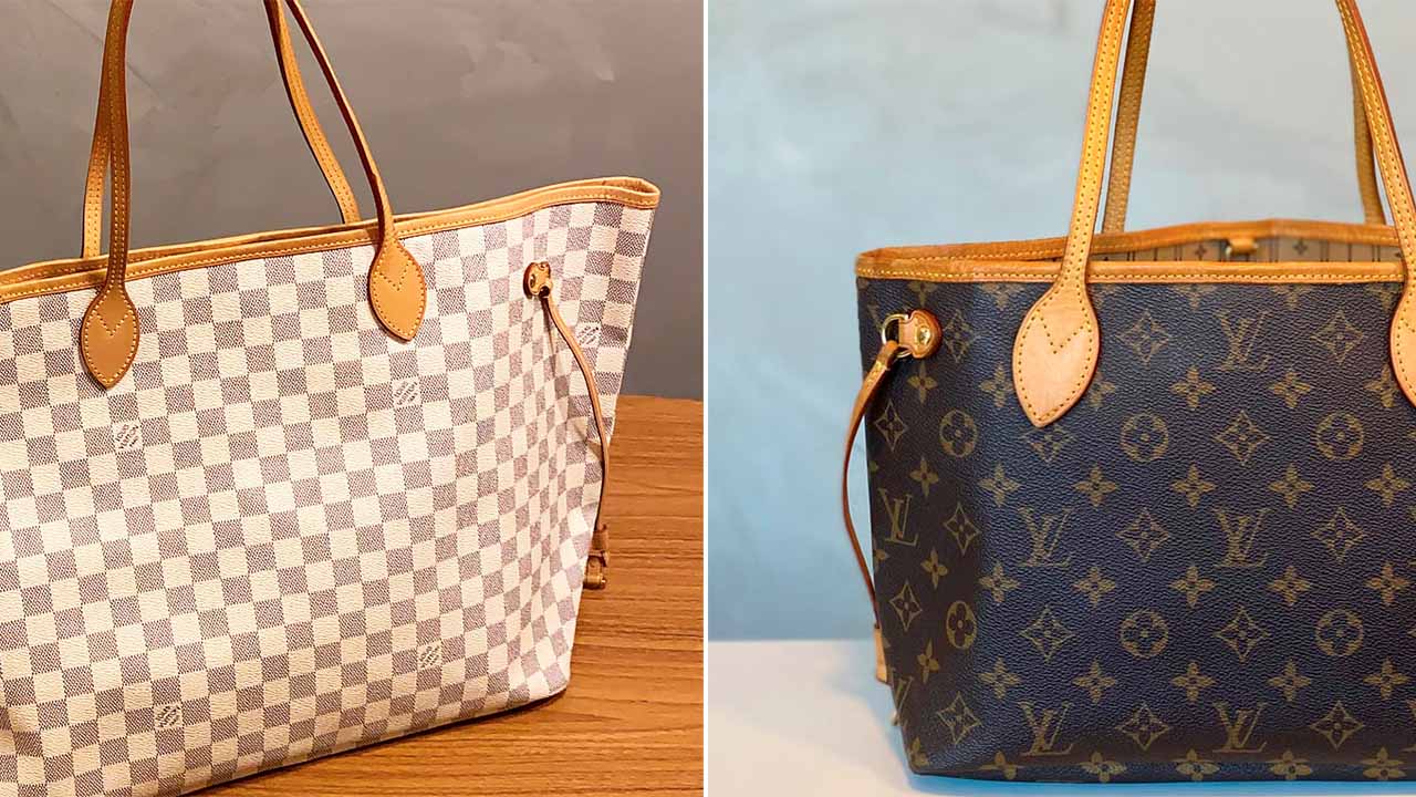Dois modelos de bolsas Louis Vuitton Neverfull.