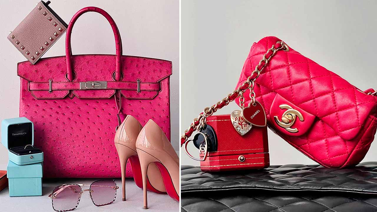 fotos de bolsas e outros acessórios de luxo disponíveis no etiqueta única.