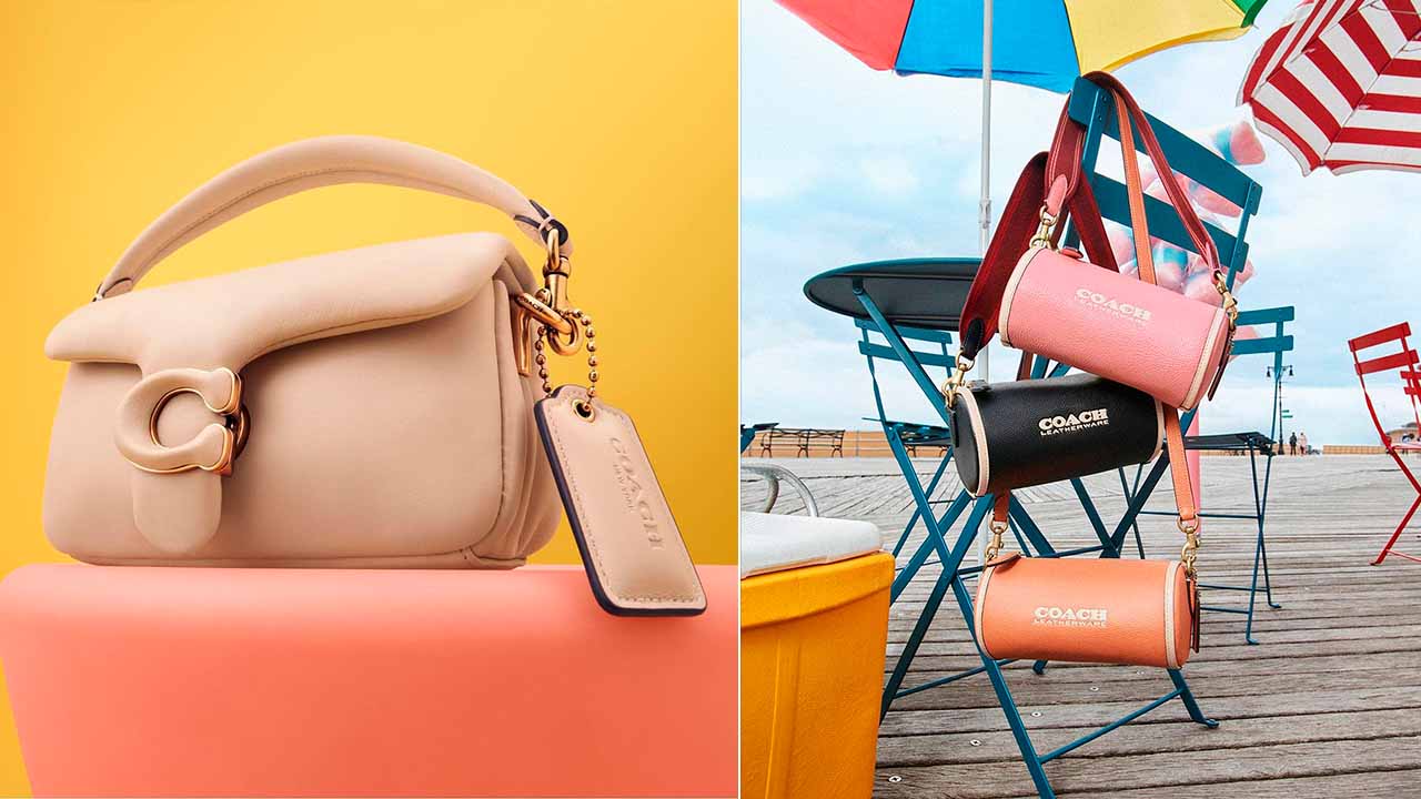 Fotos de Bolsas Coach, sendo uma delas a Bolsa Coach Tabby. A Coach é uma das marcas de luxo americanas mais famosas.