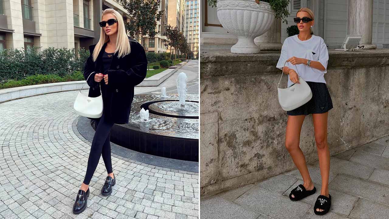 O modelo Cleo da Prada é a bolsa branca para usar no verão e inverno.