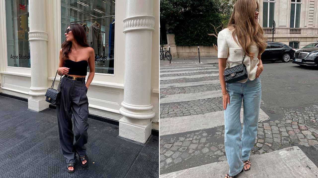 A Chanel Double Flap é o modelo de bolsa de luxo que combina com sandálias abertas.