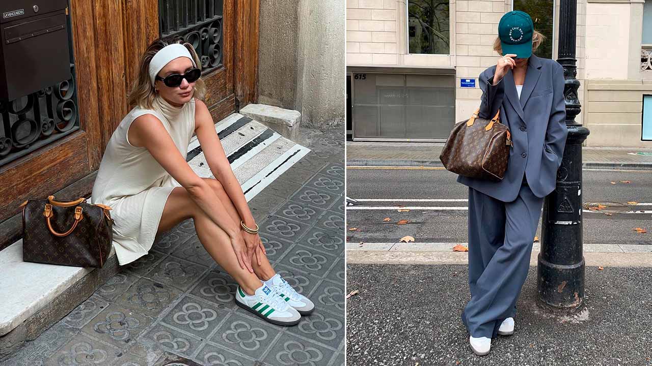 Louis Vuitton Speedy é uma das bolsas de luxo para usar com tênis adidas.