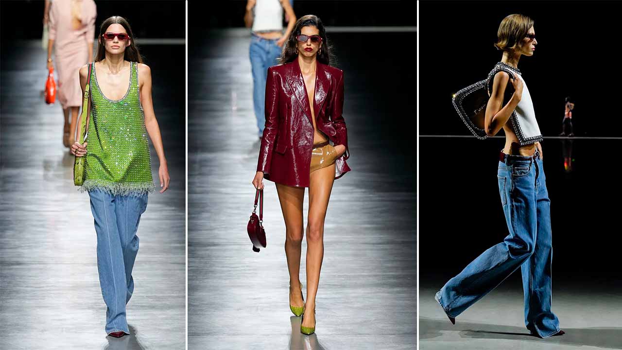 O desfile da Gucci na Semana de Moda de Milão com Sabato de Sarno como diretor criativo.