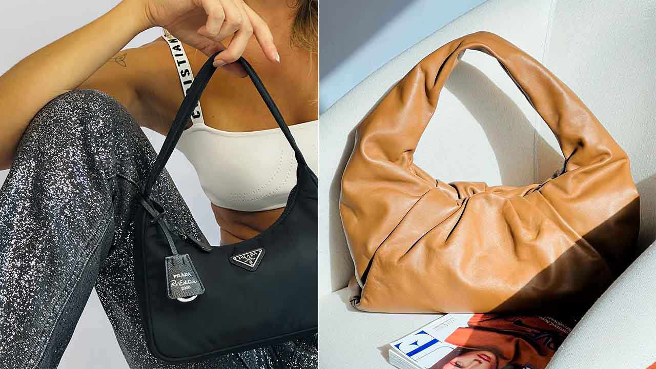 Bolsas estilo hobo da Prada e da Bottega Veneta.