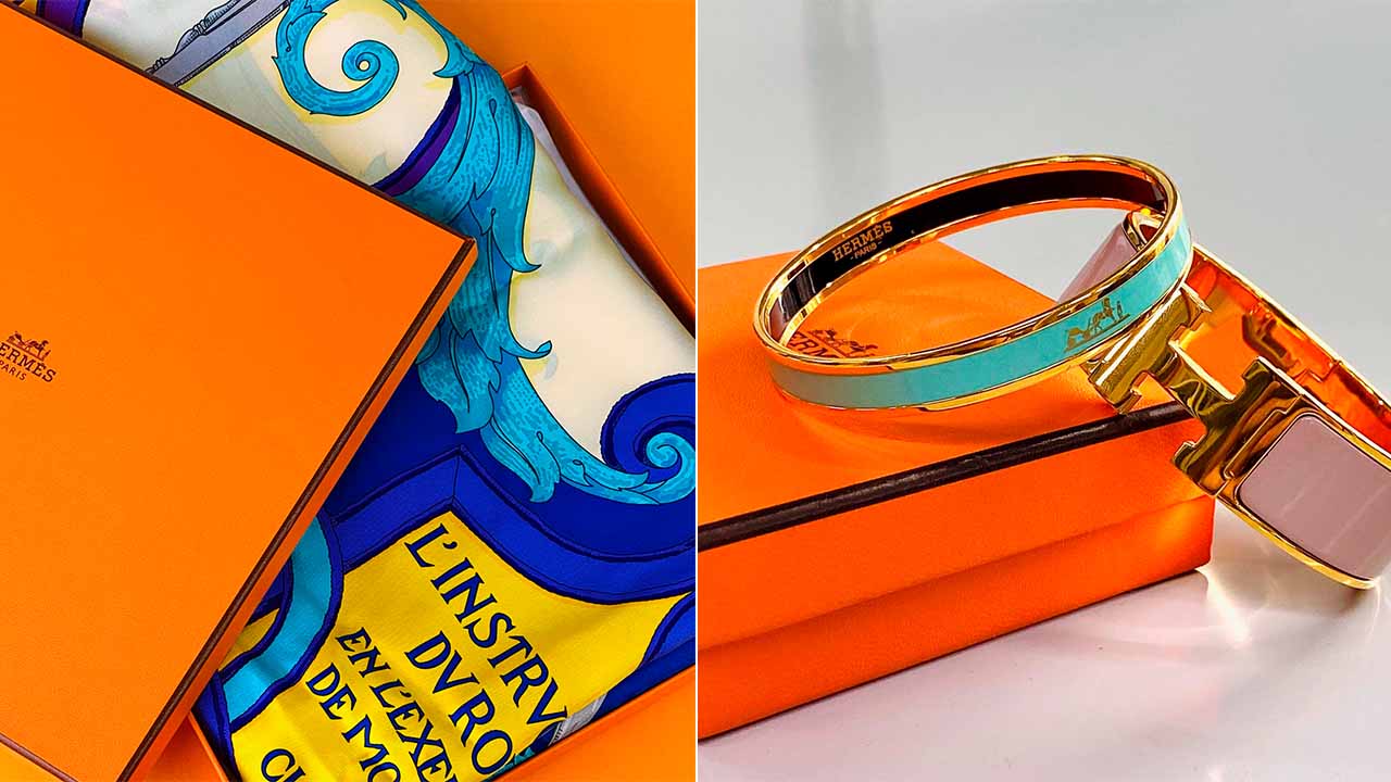 lenço carré hermès e pulseiras hermès.