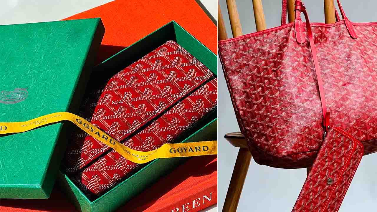 bolsas da marca francesa goyard com a estampa goyardine.