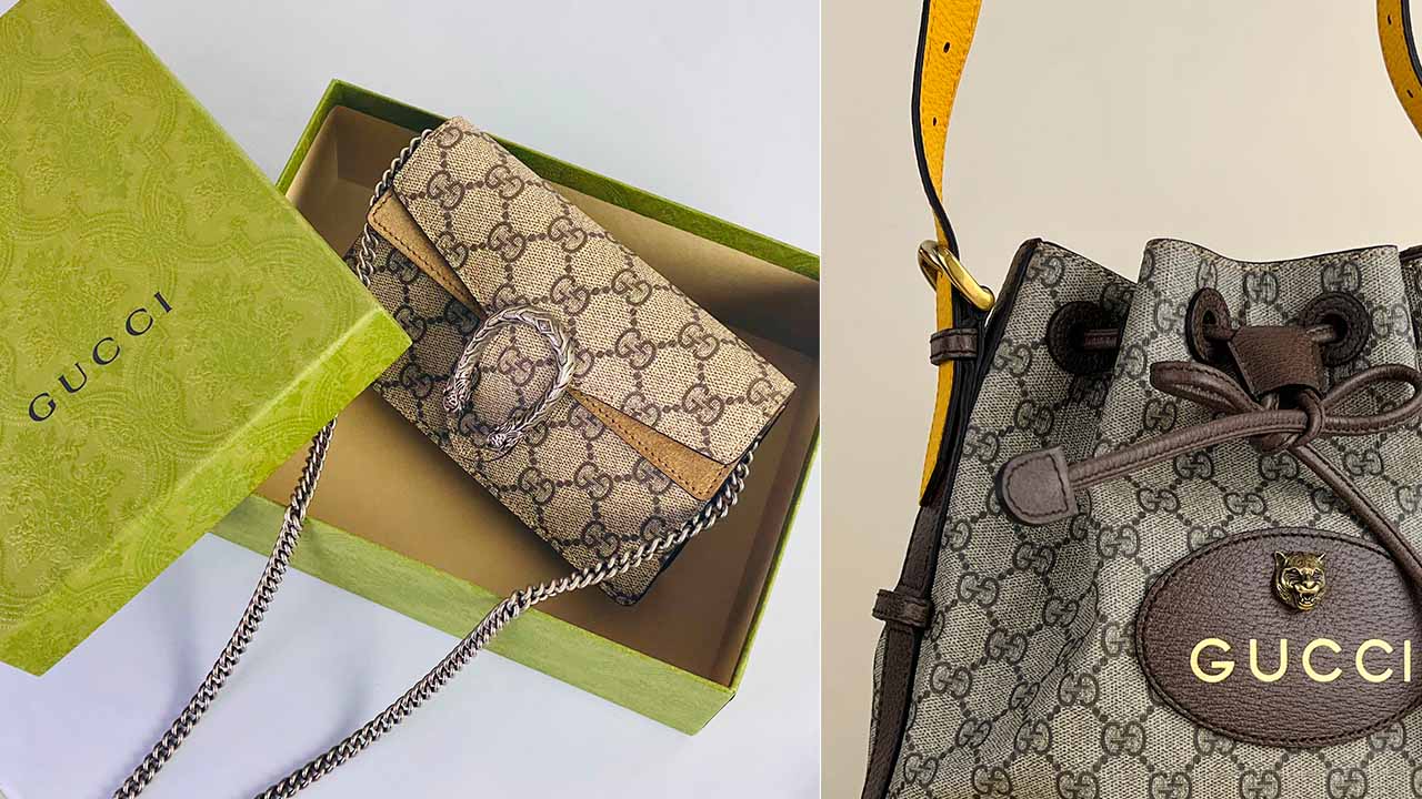 Bolsas Gucci Dionysus e Bucket com a padronagem GG.